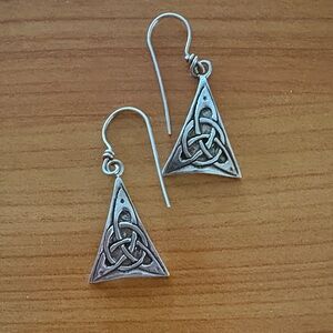 Silver Celtic Knot Triangle Earrings